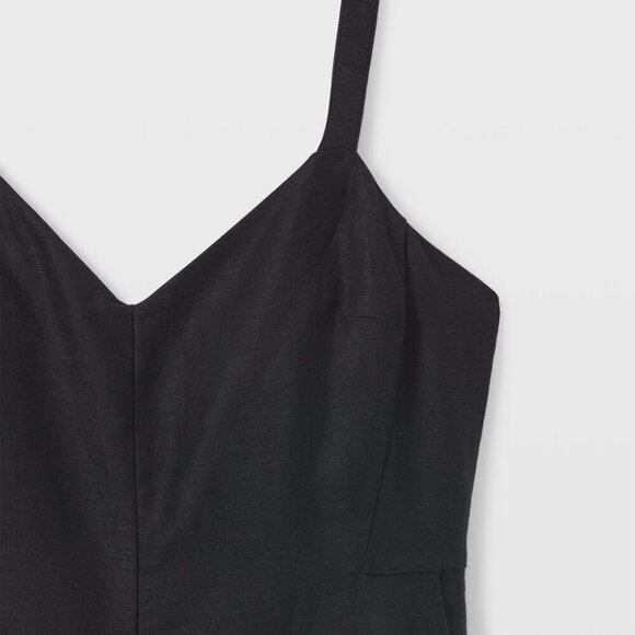 FREE SHIPPING! CLUB MONACO - Black/Navy Linen Midi Jumpsuit w Pockets! - Picture 11 of 11
